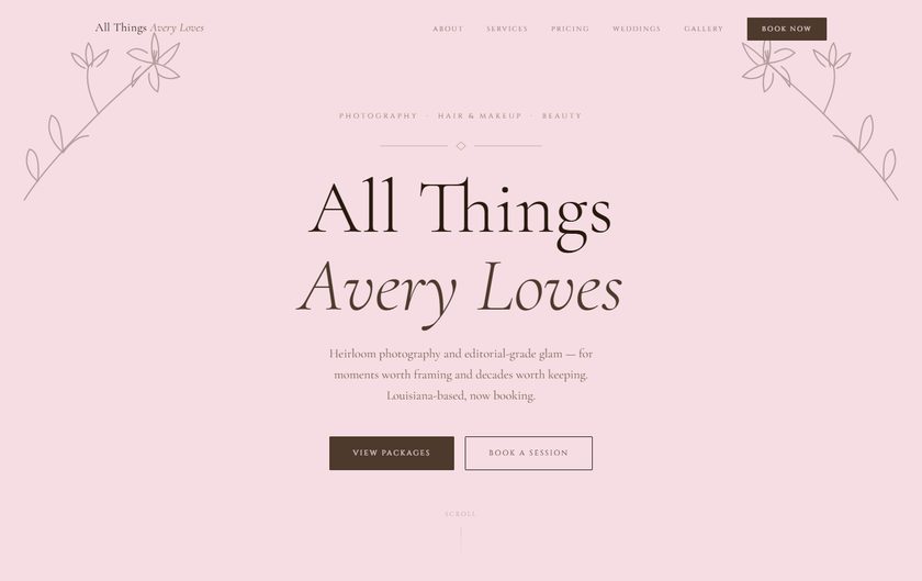 All Things Avery Loves — editorial photography & glam brand website