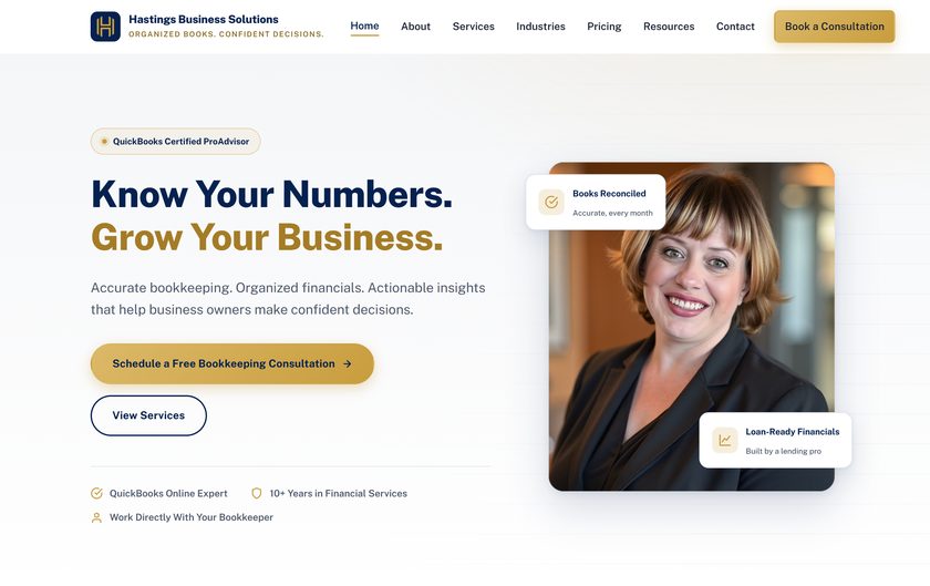 Hastings Business Solutions — bookkeeping firm website
